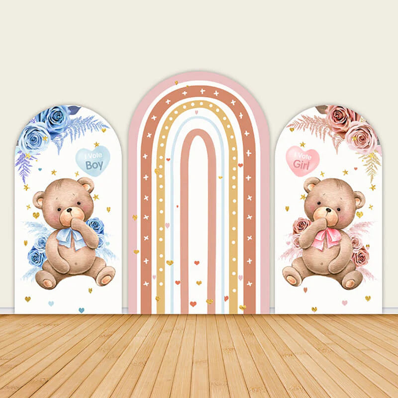 Bear Gender Reveal Arch Backdrop Baby Shower Decoration