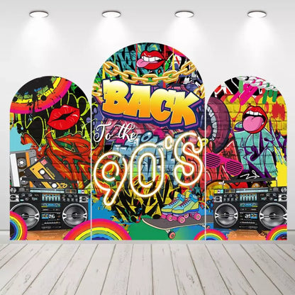 90's Theme Rock and Roll Party Decorations Arch Backdrop