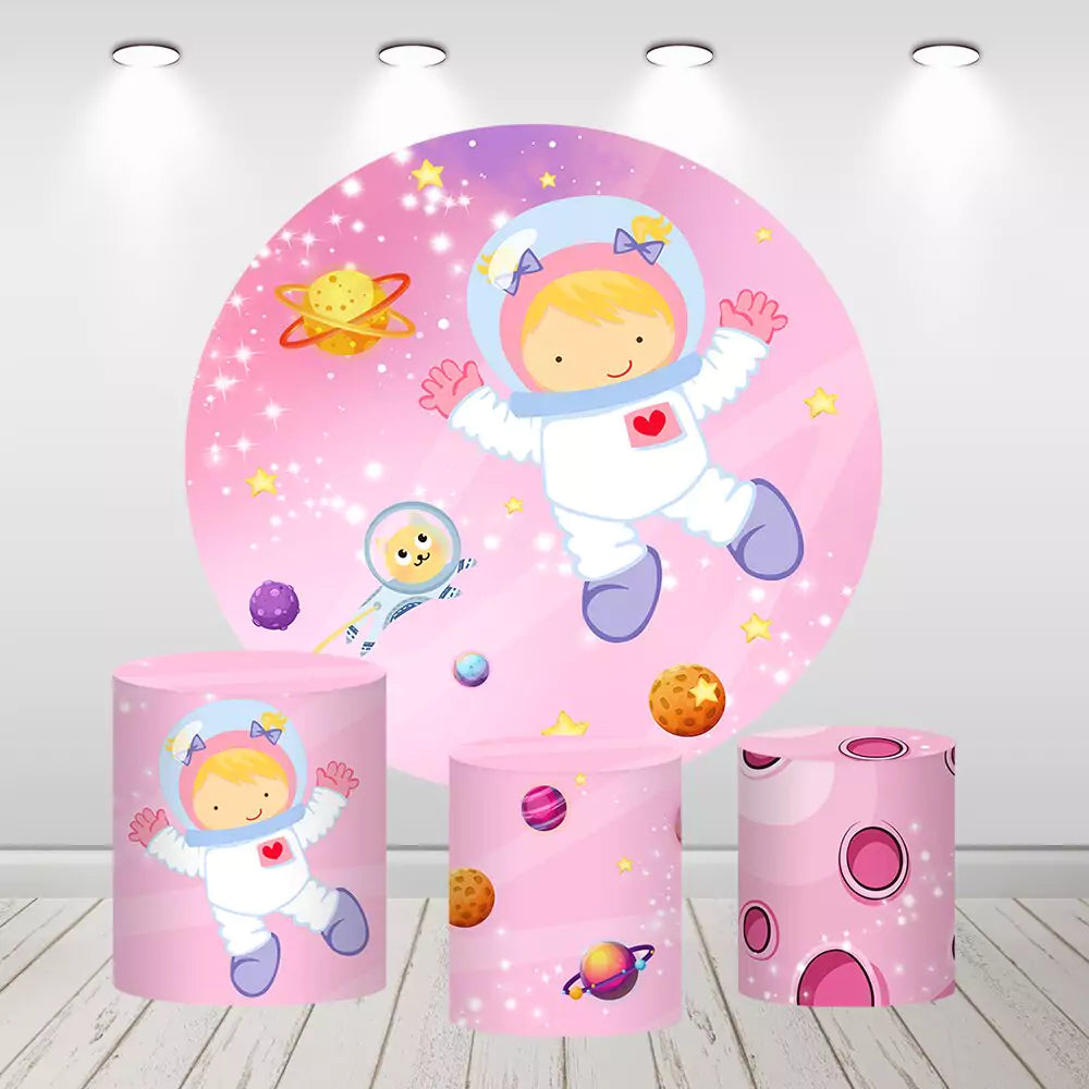 Astronaut Baby Shower Birthday Party Round Circle Backdrop