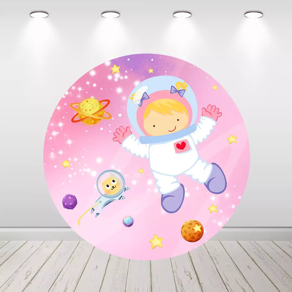 Astronaut Baby Shower Birthday Party Round Circle Backdrop