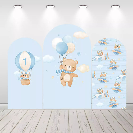 Bear Hot Air Balloons Baby Shower Birthday Chiara Arch Backdrop