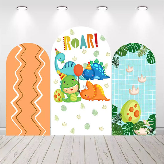 Cartoon Dinosaur Roar Kids Birthday Baby Shower Arch Backdrop