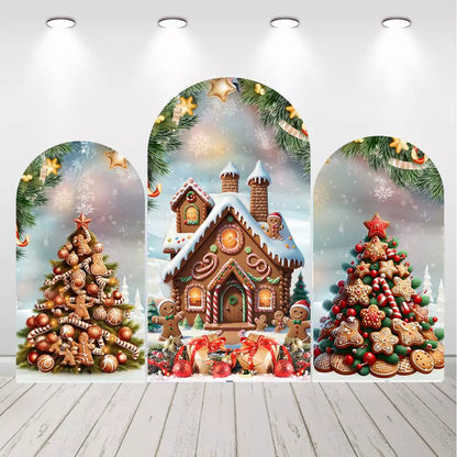 Christmas Tree Arch Backdrop Happy New Year Arched Cover