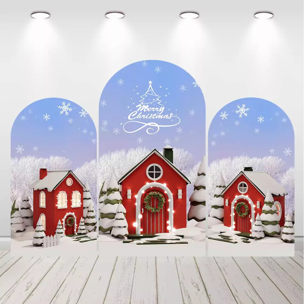 Christmas Winter Snow Arch Backdrop Happy New Year Decor