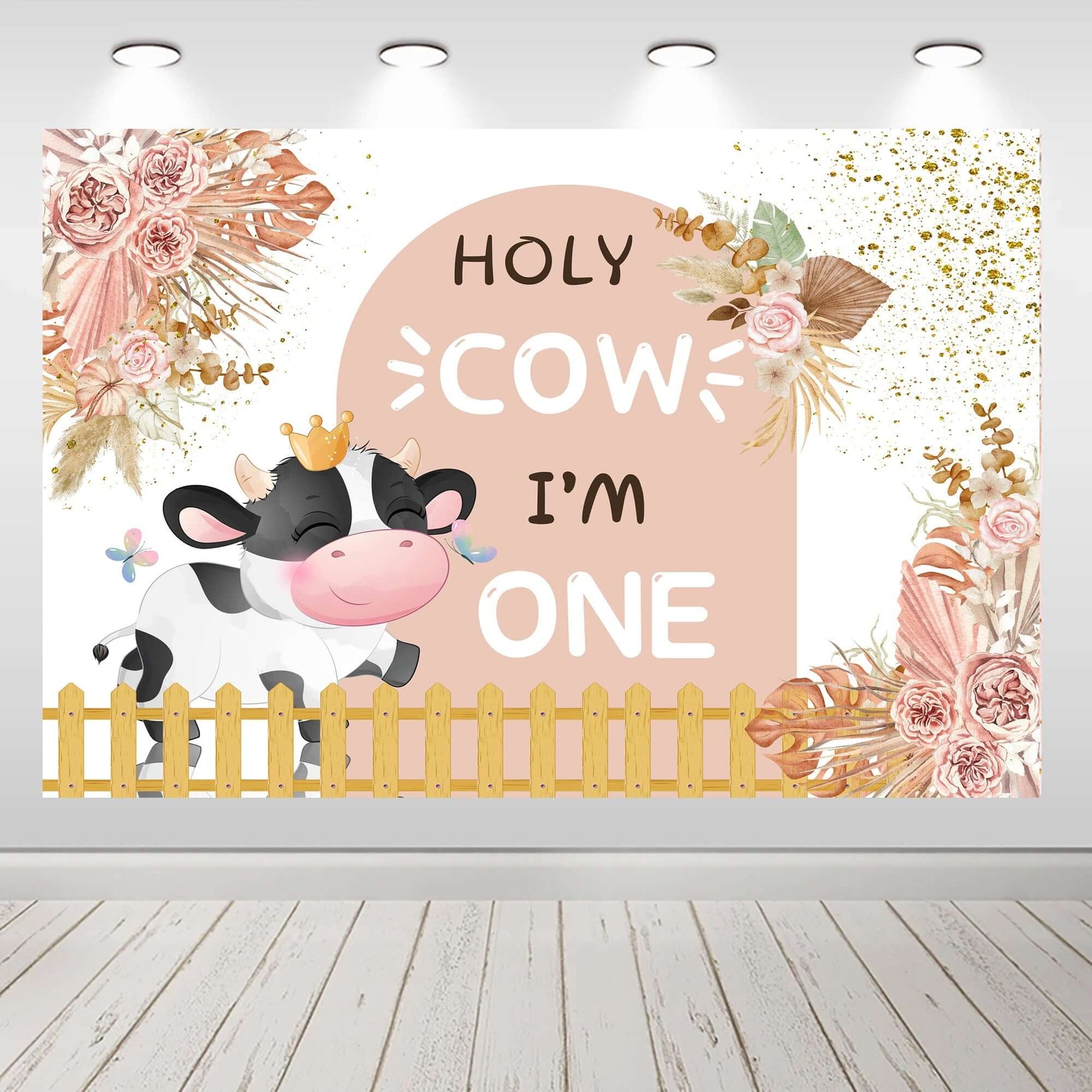 Cow Photo Background Kids 1St Birthday Baby Shower Banner Booth Prop Party Backdrop