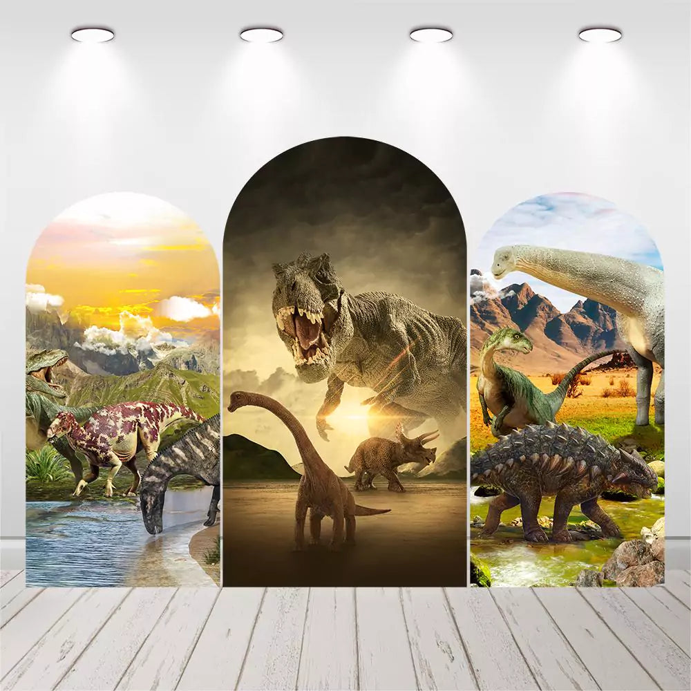 Dinosaur Jurassic Park Kids Birthday Arch Backdrop Cover