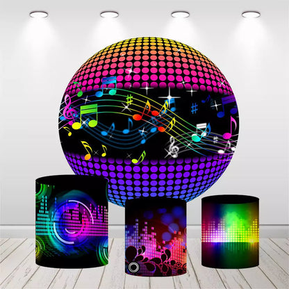 Disco Party Round Backdrop Retro Disco Birthday Party Circle Background