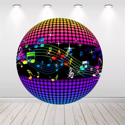 Disco Party Round Backdrop Retro Disco Birthday Party Circle Background