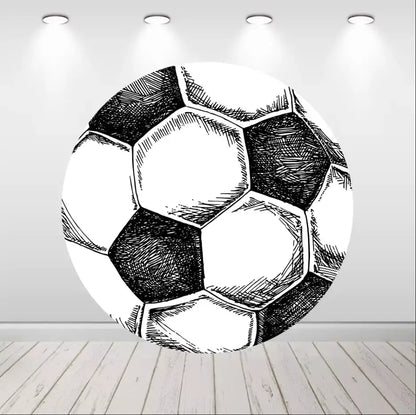 Football Round Backdrop Boy Birthday Party Circle Photography Background