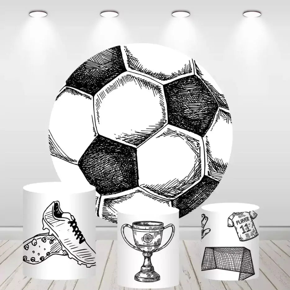 Football Round Backdrop Boy Birthday Party Circle Photography Background