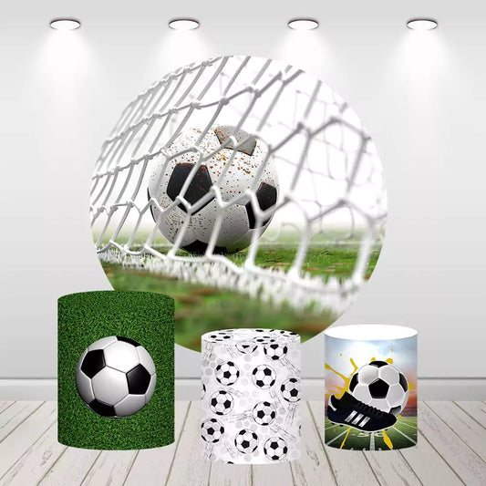 Football Sports Boys Baby Shower Birthday Round Backdrop