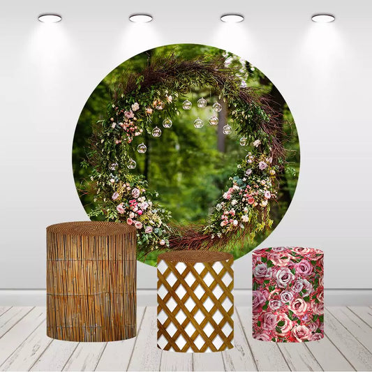 Forest Wedding Round Backdrop Cylinder Covers