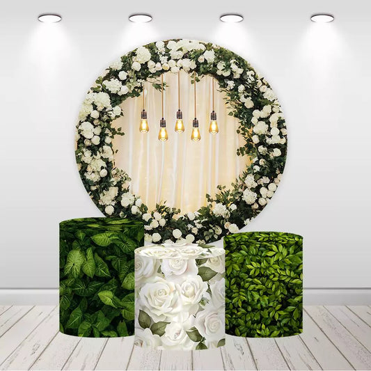 Grass Wedding Round Backdrop Cylinder Covers