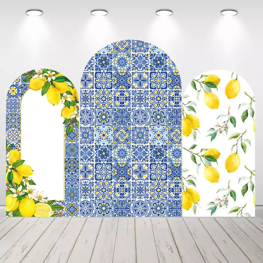 Mediterranean Lemon Arch Backdrop Cover for Birthday Party Wedding Bridal Shower