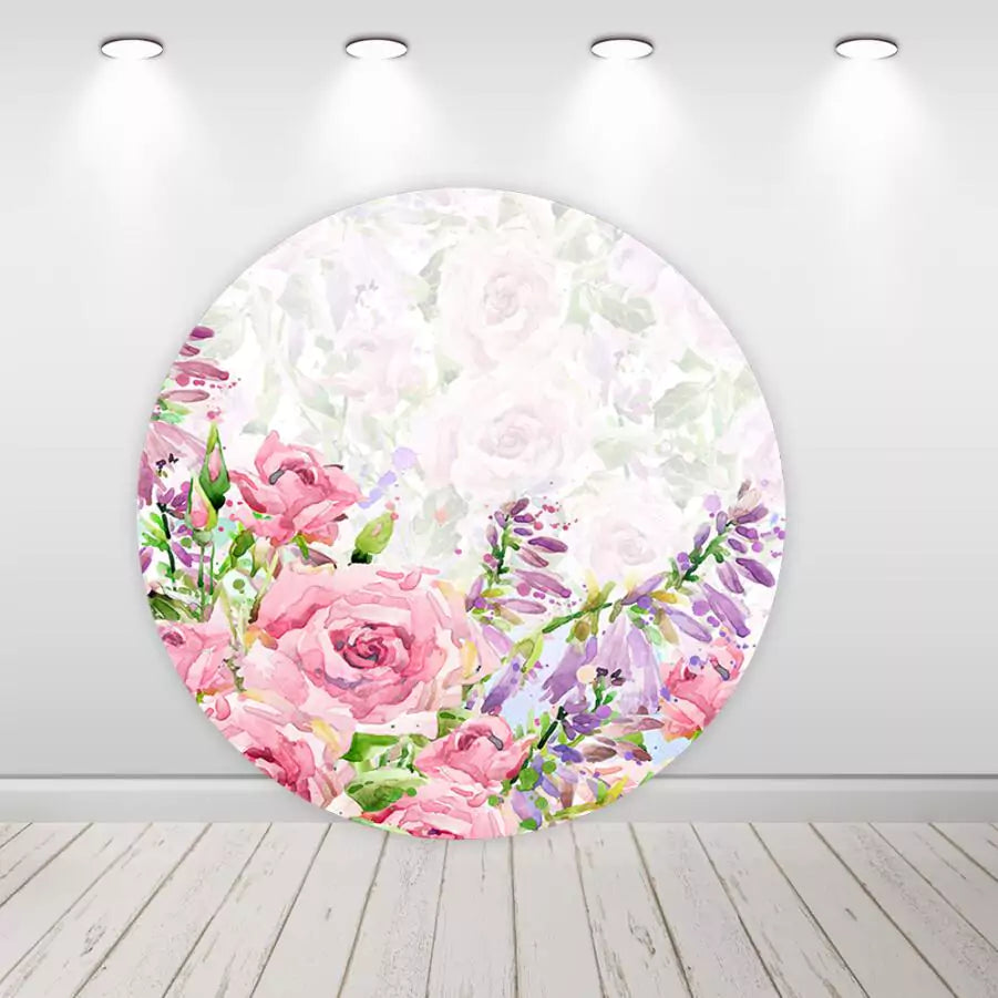 Pink Rose and Butterfly Event Round Backdrop for Celebrations