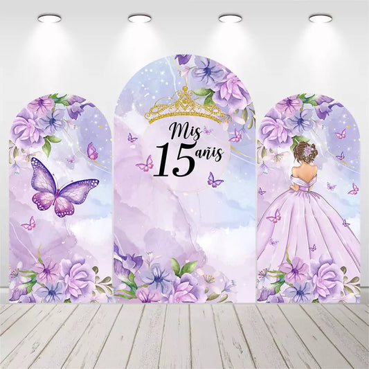 Purple Butterfly Arched Backdrops 15th Birthday Wedding Chiara Arch Background