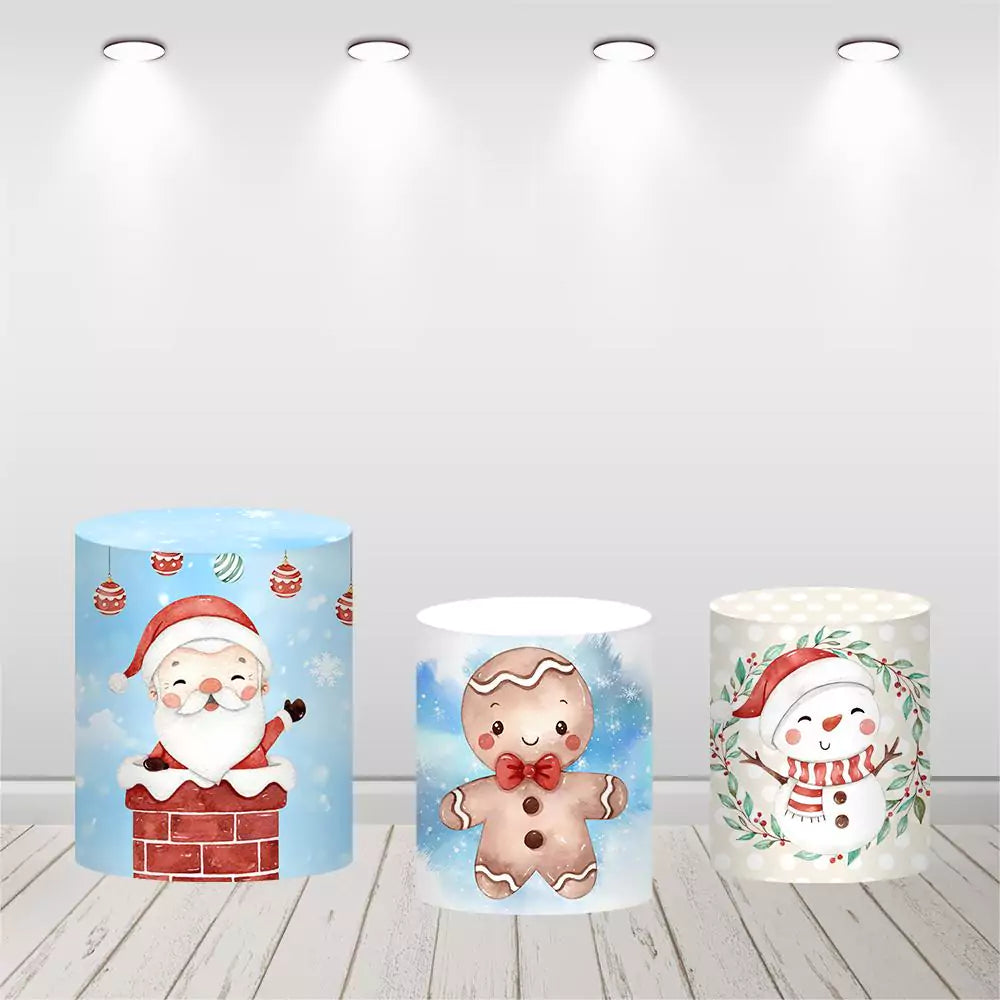 Santa Claus Round Backdrop for Christmas Decoration Xmas Circle Cover