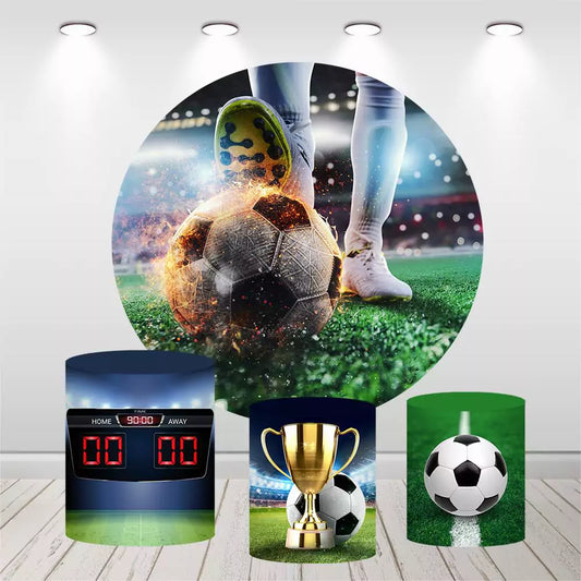 Football Sports Field Boy Birthday Party Round Backdrop