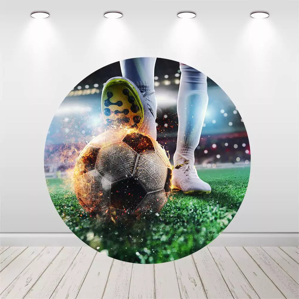 Football Sports Field Boy Birthday Party Round Backdrop