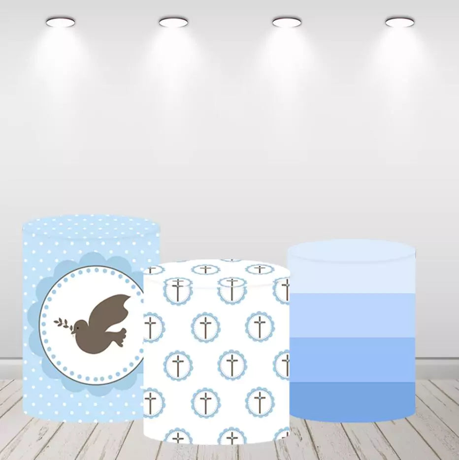 Baptism Angel Boy Round Backdrop Cylinder Cover Decor