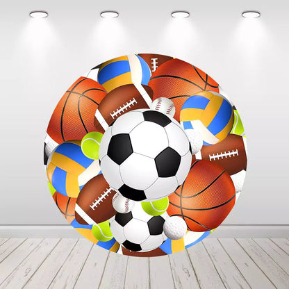 Sports Theme Birthday Party & Baby Shower Round Backdrop