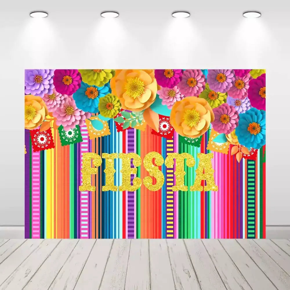 Mexican Fiesta Backdrop Festival Birthday Party Decor Background