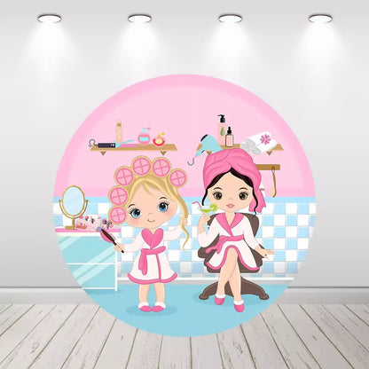 Spa Girls Birthday Round Backdrop Party Decor