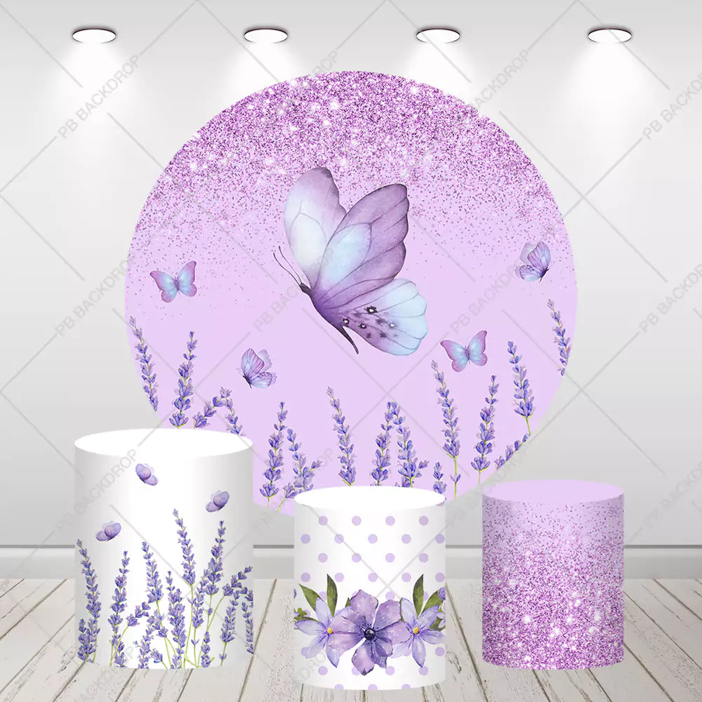 Purple Butterfly Lavender Round Backdrop