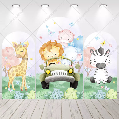 Safari Jungle Animals Birthday Arch Backdrop