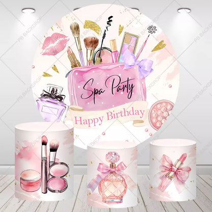 Spa Party Pink Birthday Backdrop Cylinder Covers