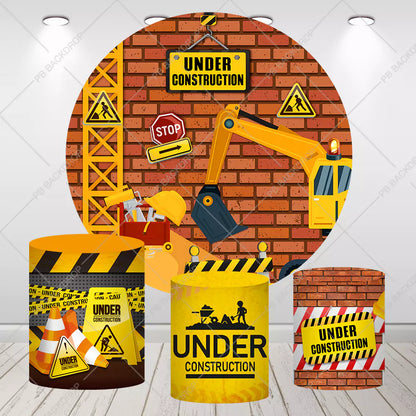 Under Construction Party Round Backdrop