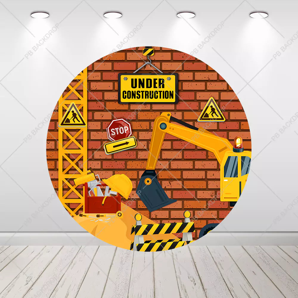 Under Construction Party Round Backdrop