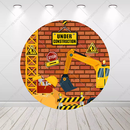 Under Construction Party Round Backdrop