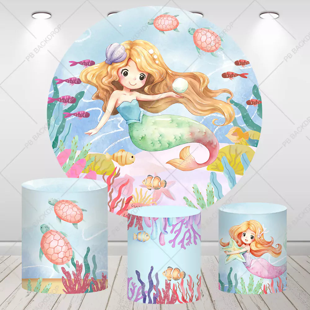 Underwater Mermaid Party Backdrop Cylinder Covers