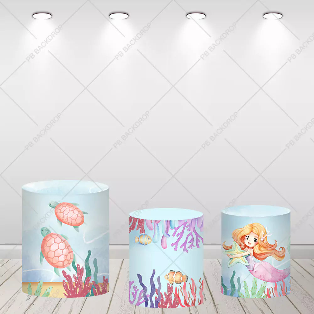 Underwater Mermaid Party Backdrop Cylinder Covers